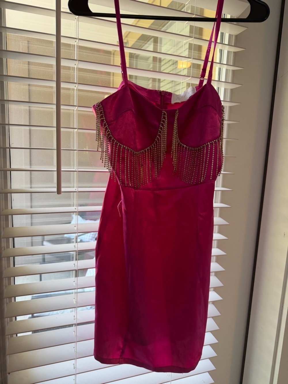 ASOS Fuchsia Beaded Fringe Mini Dress